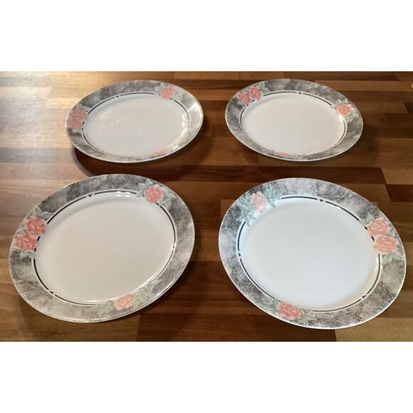 Set of 4 Corelle by Corning Silk and Roses Dinner Plates 10.25" - Picture 5 of 10